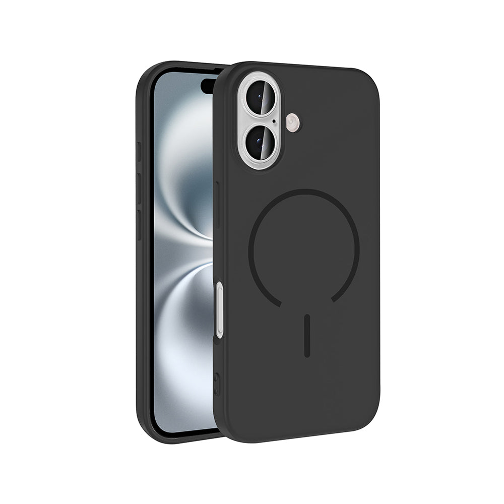 Apple iPhone 16 Kılıf M-safe Şarj Özellikli Zore Meta Kapak Siyah