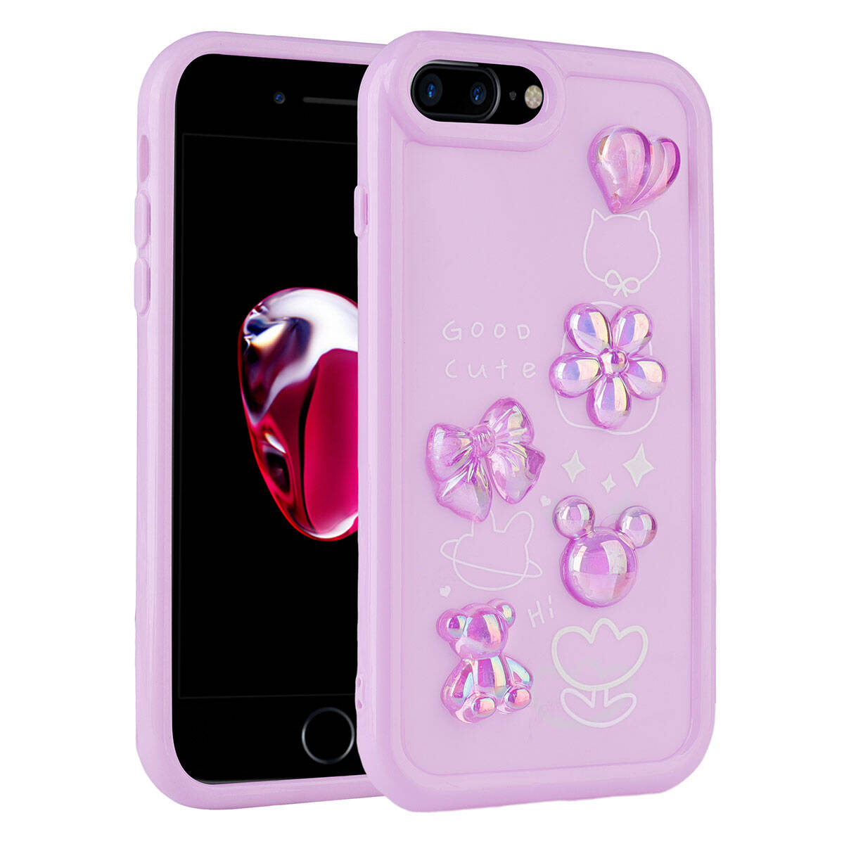 Apple iPhone 7 Plus Kılıf Kabartma Figürlü Parlak Zore Toys