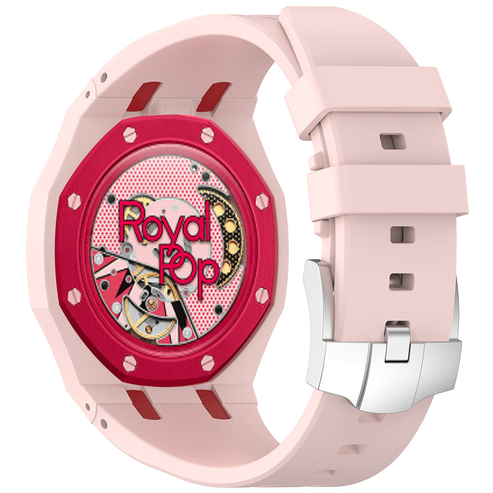 AP-Swatch Royal Pop 12 Zore KRD-158 Silikon Kordon Pembe-Kırmızı