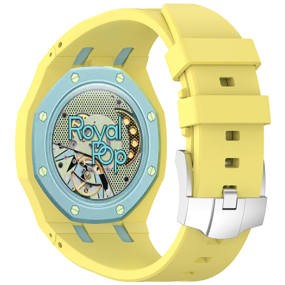 AP-Swatch Royal Pop 12 Zore KRD-158 Silikon Kordon Sarı-Mavi