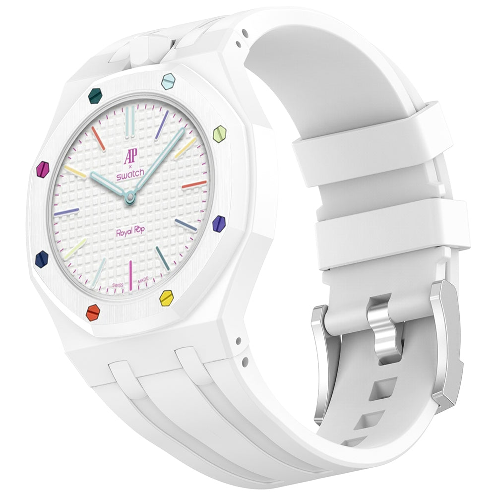 AP-Swatch Royal Pop 12 Zore KRD-158 Silikon Kordon Beyaz