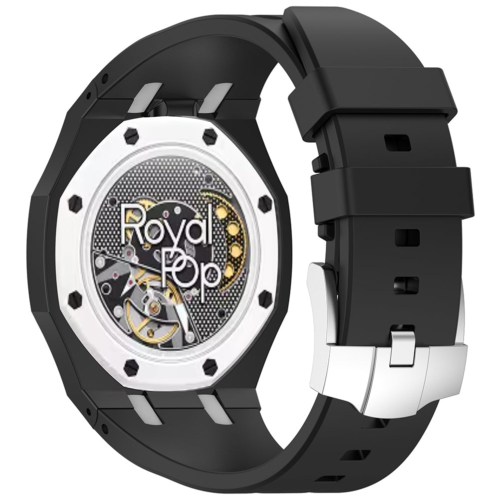 AP-Swatch Royal Pop 12 Zore KRD-158 Silikon Kordon Siyah-Beyaz
