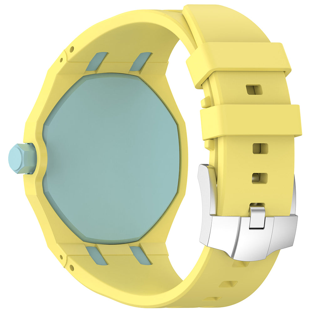 AP-Swatch Royal Pop 3 Zore KRD-158 Silikon Kordon Sarı-Mavi