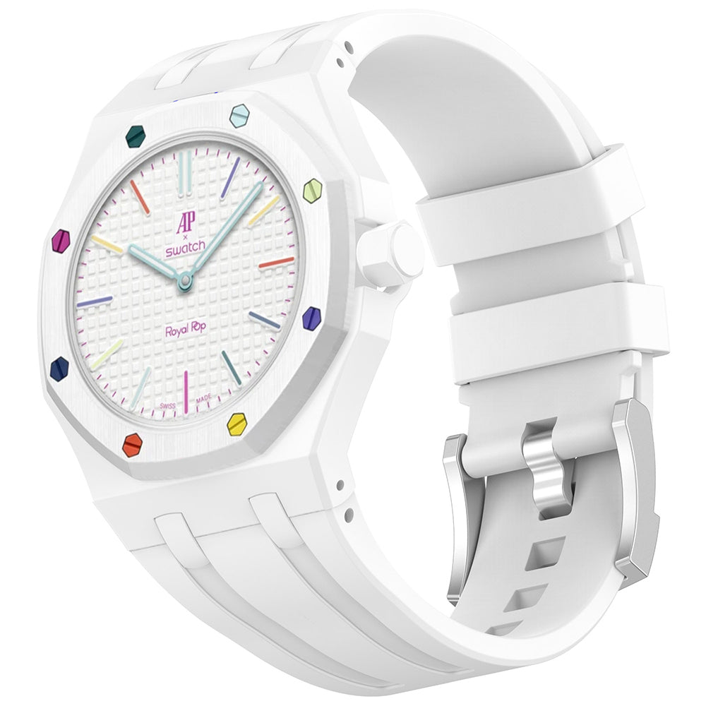 AP-Swatch Royal Pop 3 Zore KRD-158 Silikon Kordon Beyaz