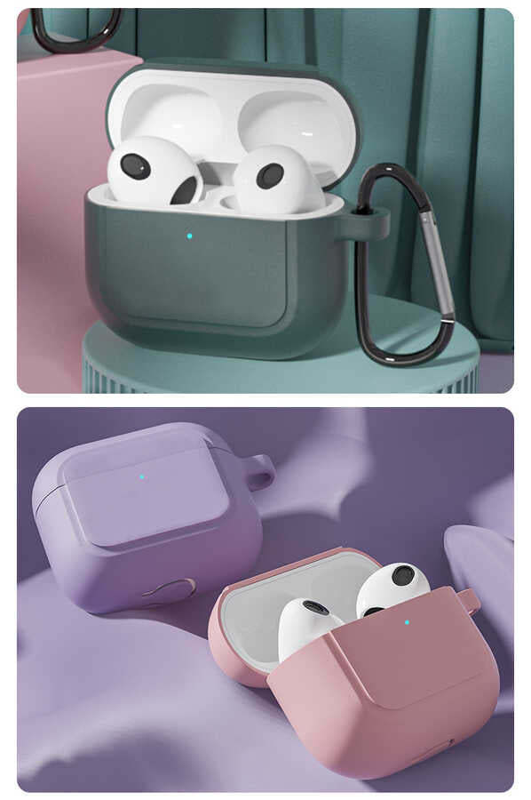 Apple Airpods 3. Nesil Kılıf Zore Airbag 23 Kılıf Pembe Açık