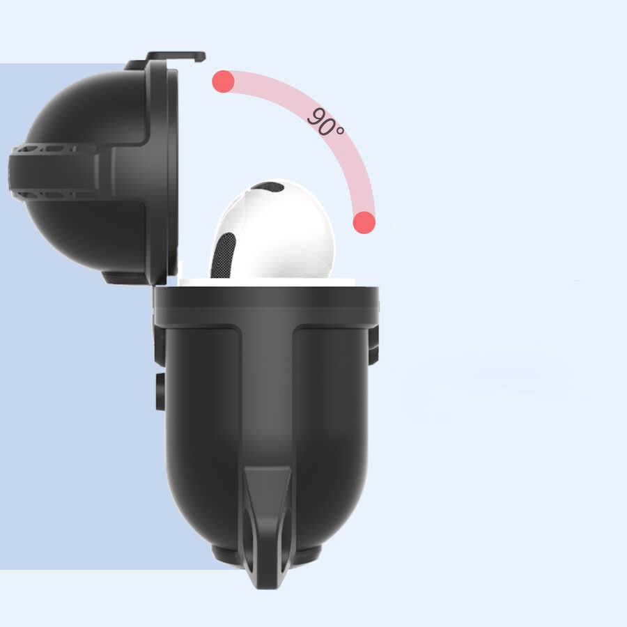 Apple Airpods 3. Nesil Zore Airbag 16 Silikon 1-1 Su Geçirmez Kılıf Siyah
