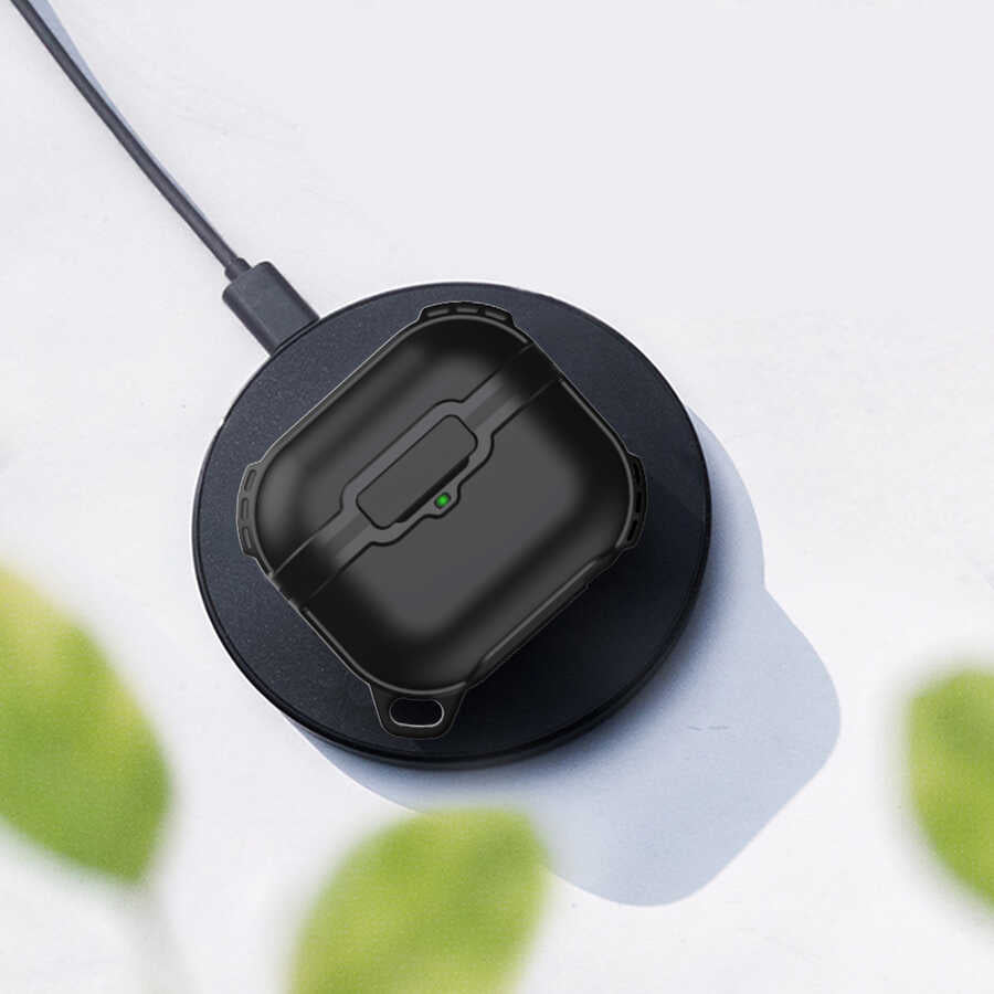 Apple Airpods 3. Nesil Zore Airbag 16 Silikon 1-1 Su Geçirmez Kılıf Siyah