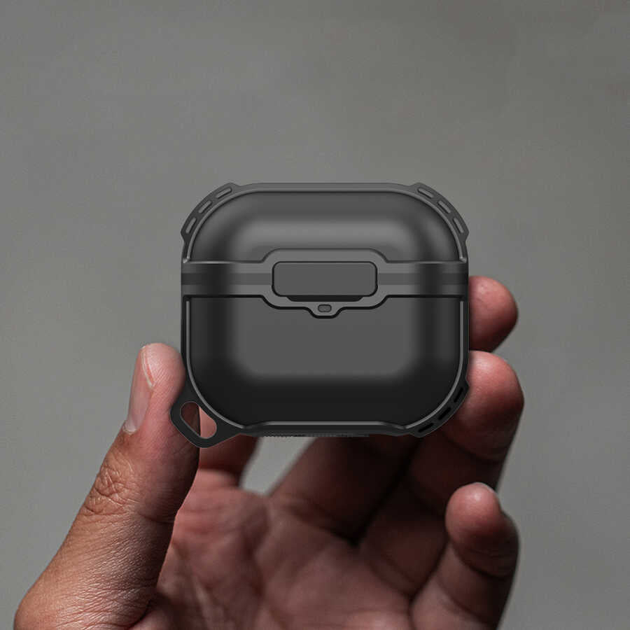 Apple Airpods 3. Nesil Zore Airbag 16 Silikon 1-1 Su Geçirmez Kılıf Siyah