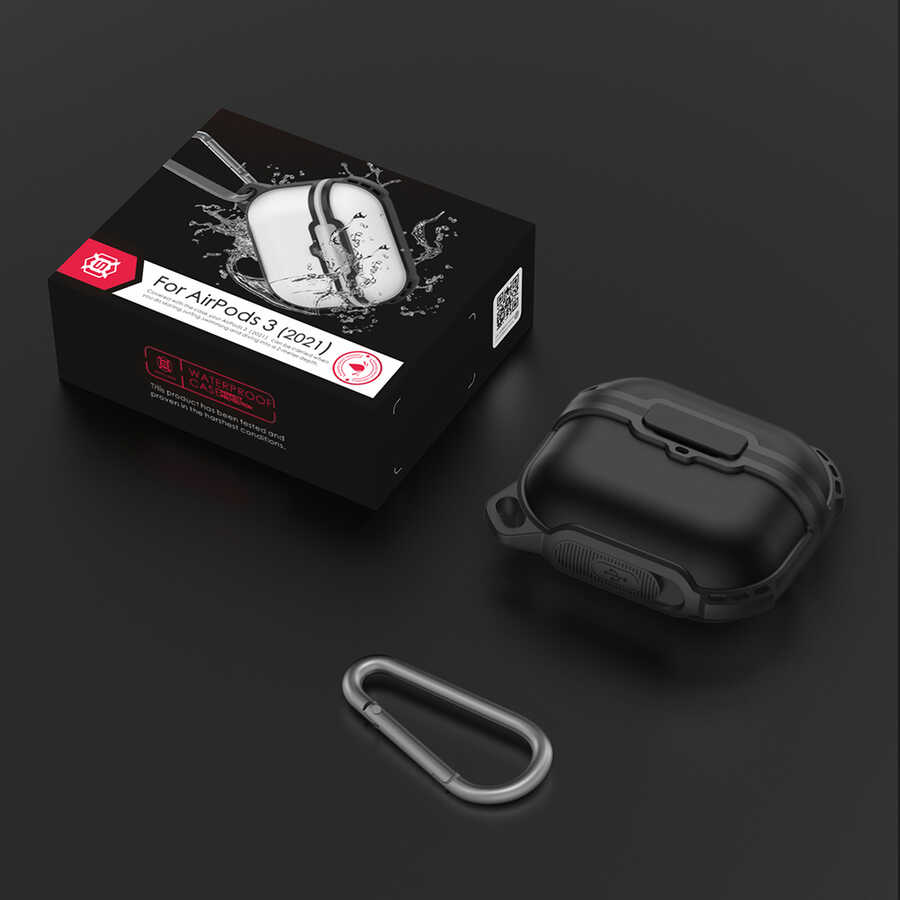 Apple Airpods 3. Nesil Zore Airbag 16 Silikon 1-1 Su Geçirmez Kılıf Siyah