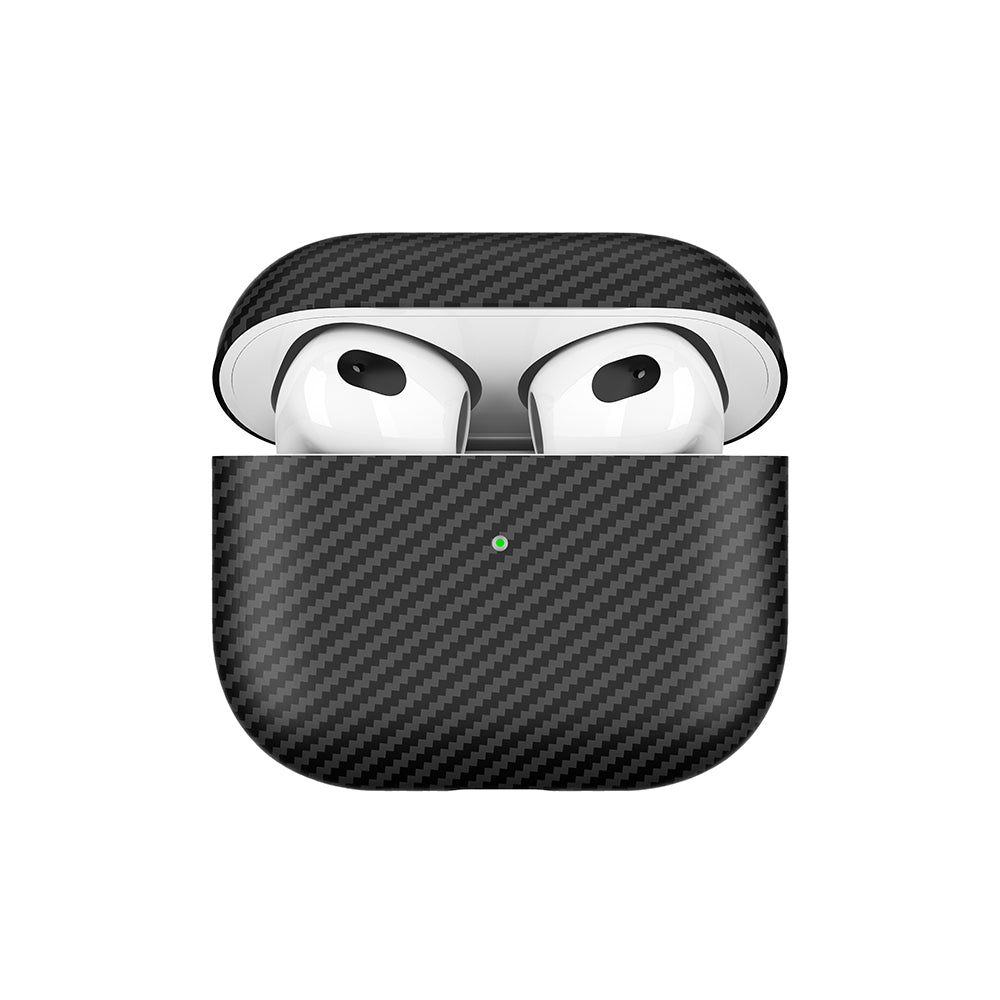 Apple Airpods 3. Nesil Zore Airbag 43 600D Karbon Fiber Kulaklık Kılıfı Siyah