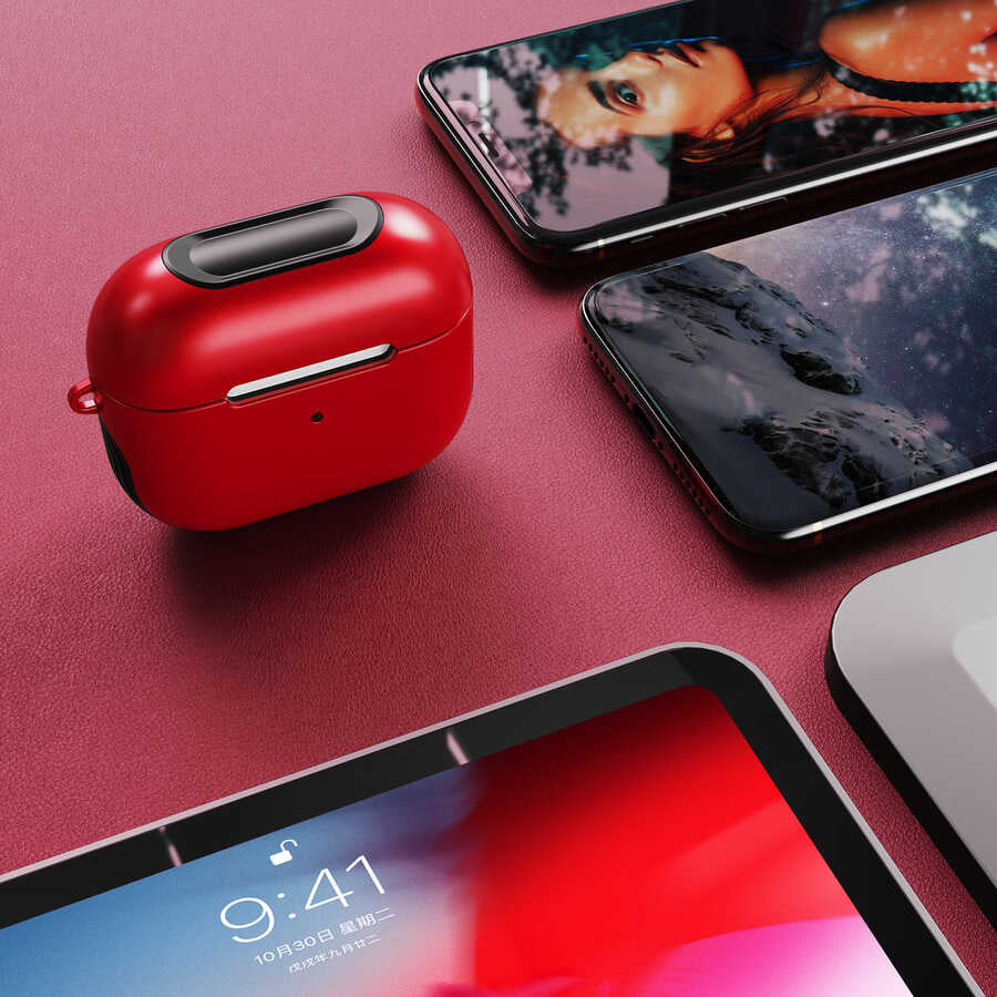Apple Airpods 3. Nesil Kılıf Zore Shockproof Silikon Kırmızı-Mavi