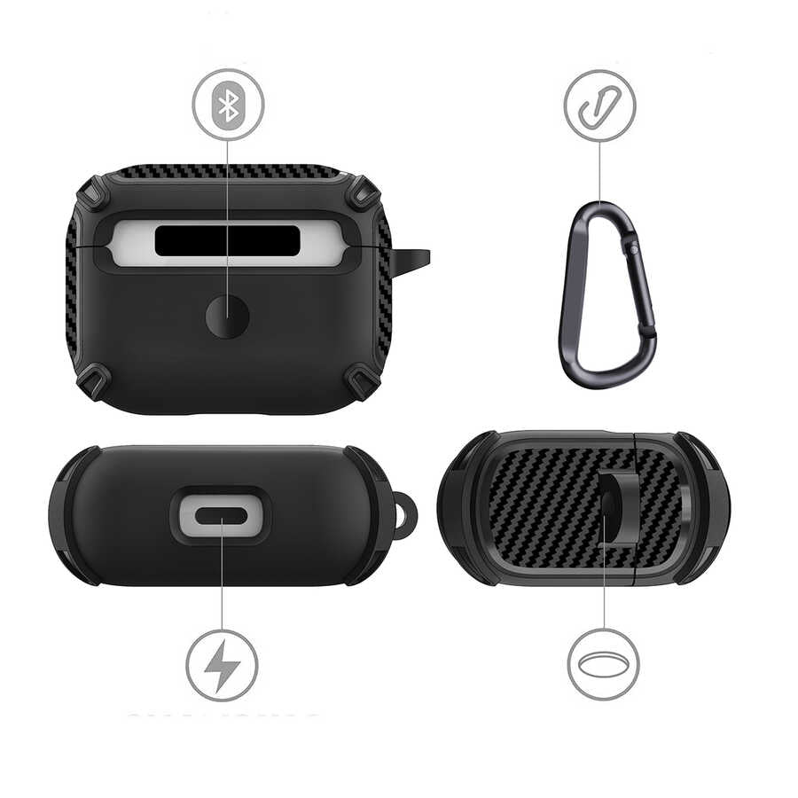 Apple Airpods Pro Kılıf Zore Airbag 26 Silikon Siyah