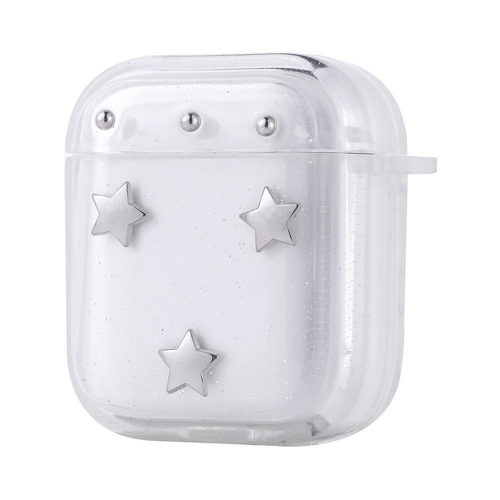 Apple Airpods Zore Airbag 44 Airbag Tasarımlı Simli Şeffaf Kutup Kılıf Yıldız