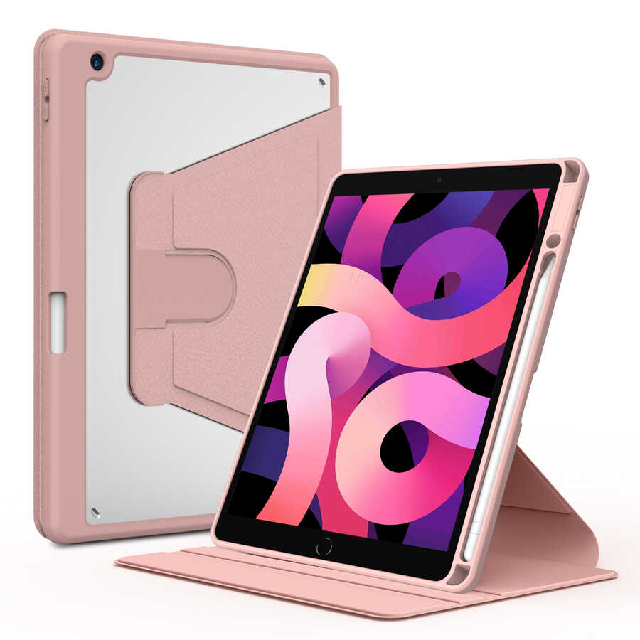 Apple iPad 10.2 2021 (9.Nesil) Kılıf Nayn Dönebilen Standlı Kılıf Pembe