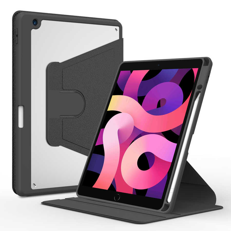 Apple iPad 10.2 2021 (9.Nesil) Kılıf Nayn Dönebilen Standlı Kılıf Siyah