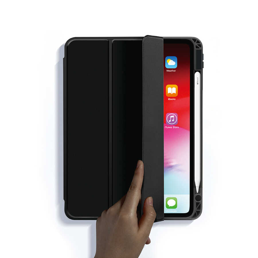 Apple iPad 10.2 2021 (9.Nesil) Kılıf  Nort Arkası Şeffaf Standlı Kılıf Pembe