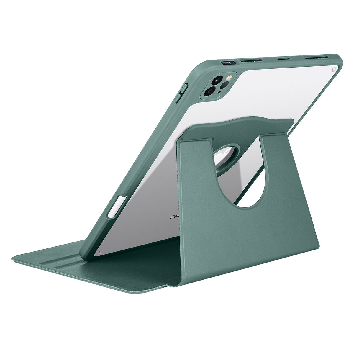 Apple iPad 10.2 2021 (9.Nesil) Kılıf Termik Kalem Bölmeli Dönebilen Standlı Kılıf Pembe