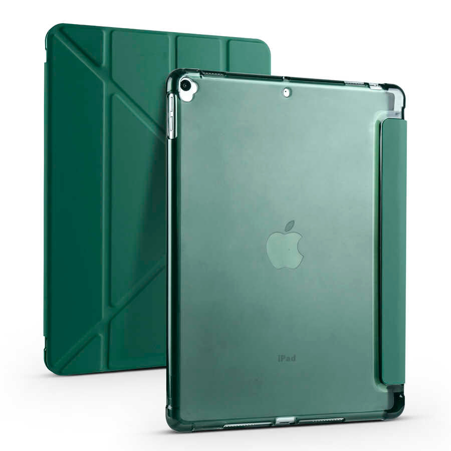 Apple iPad 10.2 2021 (9.Nesil) Kılıf Tri Folding Kalem Bölmeli Standlı Kılıf Kırmızı