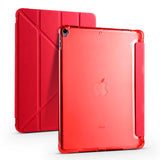 Apple iPad 10.2 2021 (9.Nesil) Kılıf Tri Folding Kalem Bölmeli Standlı Kılıf Kırmızı