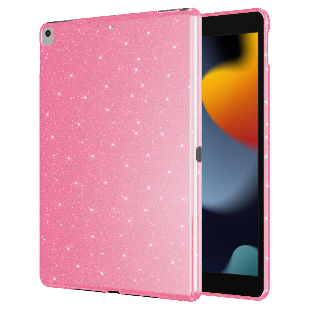 Apple iPad 10.2 2021 (9.Nesil) Simli Parlak Görünümlü Tablet Koton Kılıf Siyah