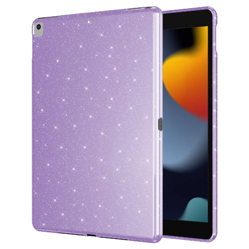 Apple iPad 10.2 2021 (9.Nesil) Simli Parlak Görünümlü Tablet Koton Kılıf Siyah