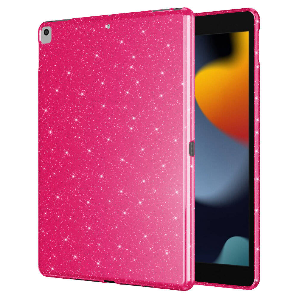 Apple iPad 10.2 2021 (9.Nesil) Simli Parlak Görünümlü Tablet Koton Kılıf Siyah