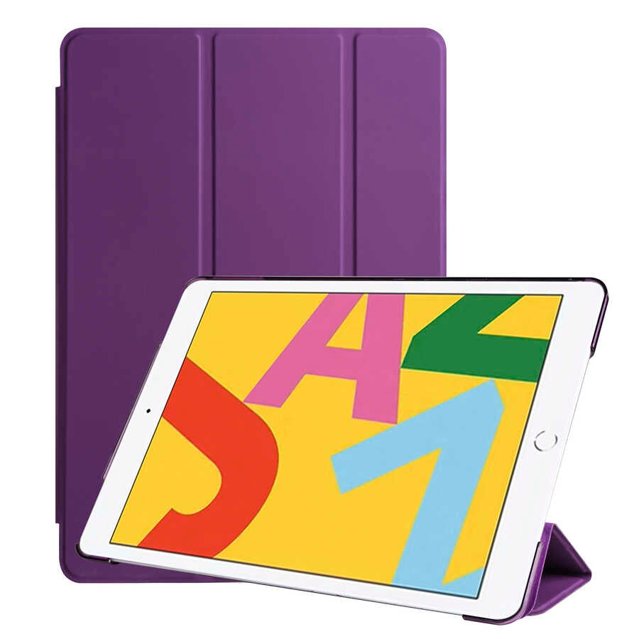 Apple iPad 10.2 2021 (9.Nesil) Smart Cover Standlı 1-1 Kılıf Mor