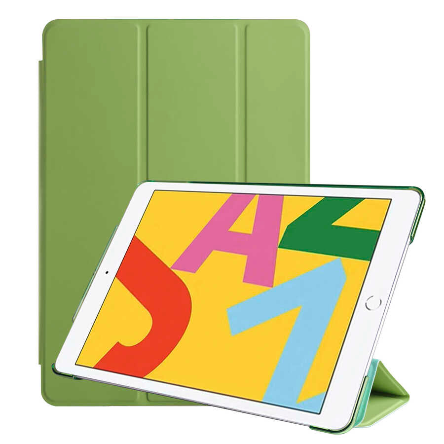 Apple iPad 10.2 2021 (9.Nesil) Smart Cover Standlı 1-1 Kılıf Yeşil