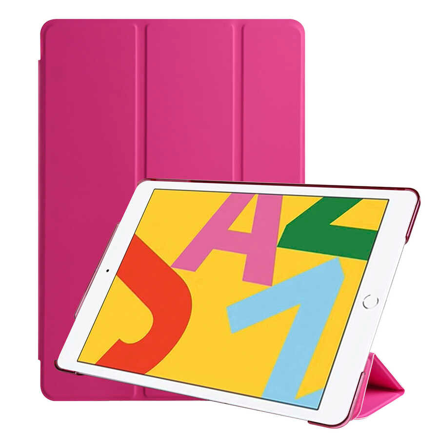 Apple iPad 10.2 2021 (9.Nesil) Smart Cover Standlı 1-1 Kılıf Pembe