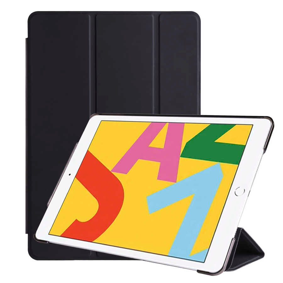 Apple iPad 10.2 2021 (9.Nesil) Smart Cover Standlı 1-1 Kılıf Siyah