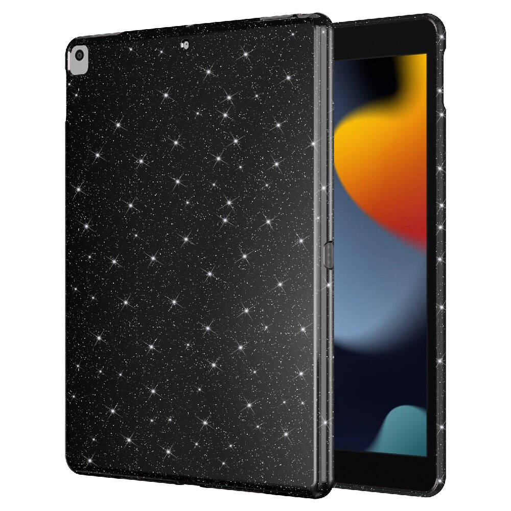Apple iPad 10.2 (8 Nesil) Simli Parlak Görünümlü Tablet Koton Kılıf Lila