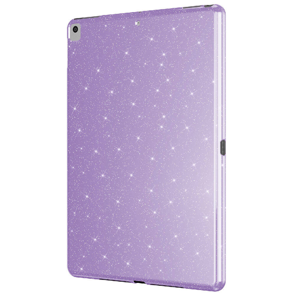 Apple iPad 10.2 (8 Nesil) Simli Parlak Görünümlü Tablet Koton Kılıf Lila