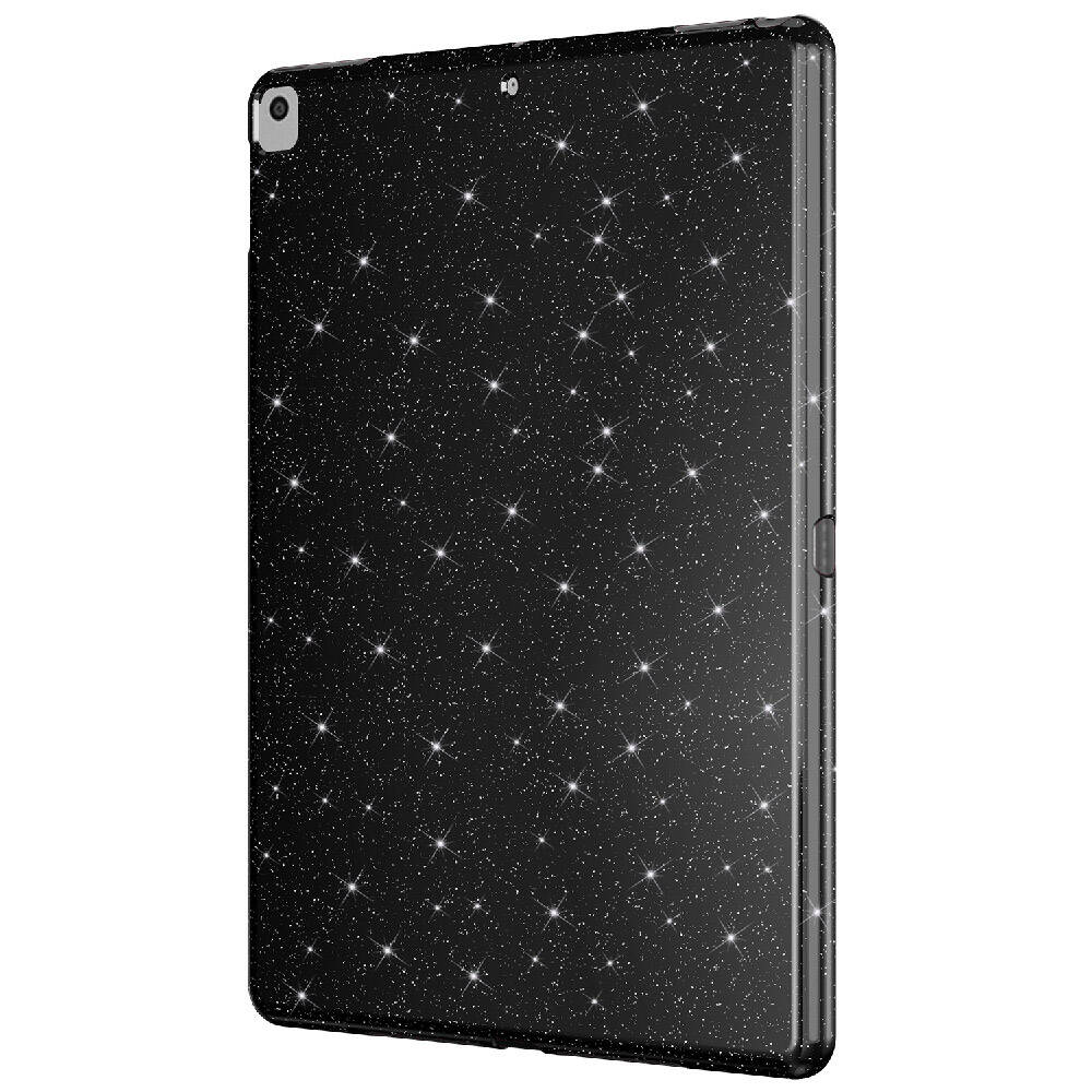 Apple iPad 10.2 (8 Nesil) Simli Parlak Görünümlü Tablet Koton Kılıf Pembe Koyu
