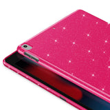 Apple iPad 10.2 (8 Nesil) Simli Parlak Görünümlü Tablet Koton Kılıf Pembe Koyu