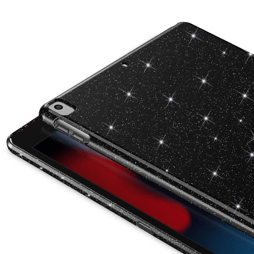 Apple iPad 10.2 (8 Nesil) Simli Parlak Görünümlü Tablet Koton Kılıf Pembe