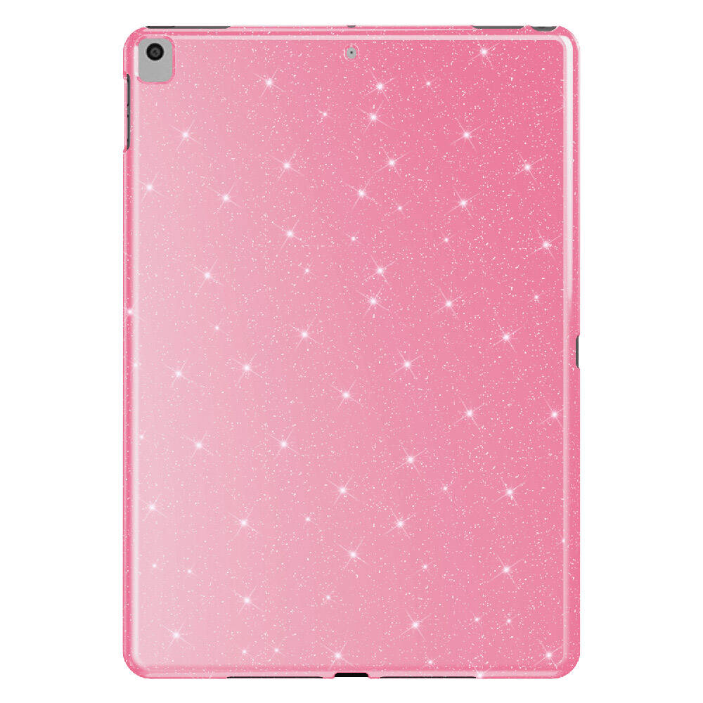 Apple iPad 10.2 (8 Nesil) Simli Parlak Görünümlü Tablet Koton Kılıf Pembe