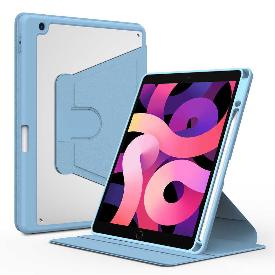 Apple iPad 10.2 (8.Nesil) Kılıf Nayn Dönebilen Standlı Kılıf Mavi Açık