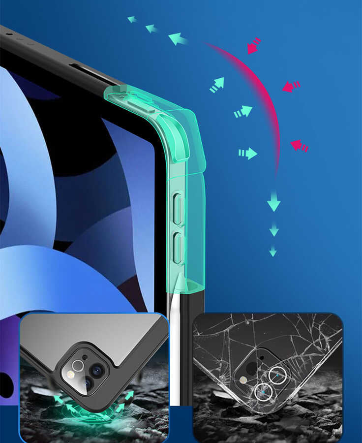 Apple iPad 10.2 (8.Nesil) Kılıf Nort Arkası Şeffaf Standlı Kılıf Mavi Açık