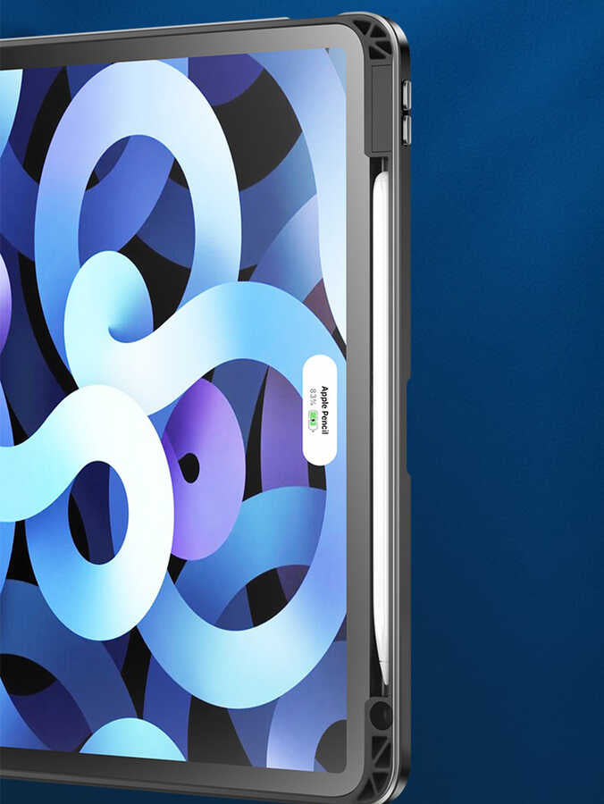 Apple iPad 10.2 (8.Nesil) Kılıf Nort Arkası Şeffaf Standlı Kılıf Siyah