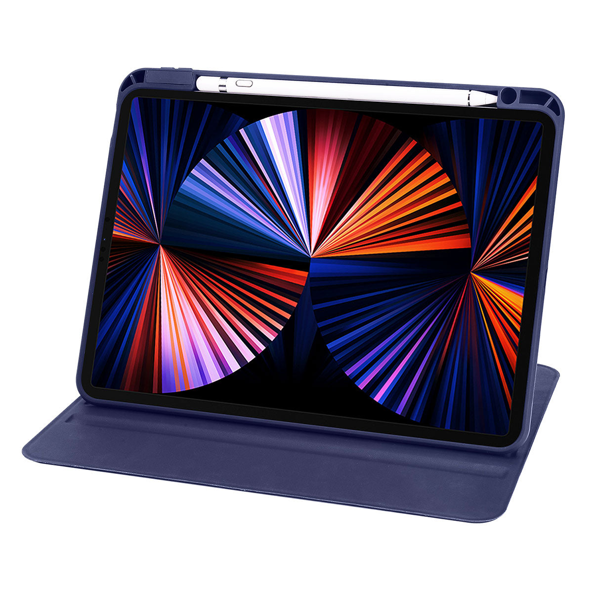 Apple iPad 10.2 (8.Nesil) Kılıf Termik Kalem Bölmeli Dönebilen Standlı Kılıf Mavi