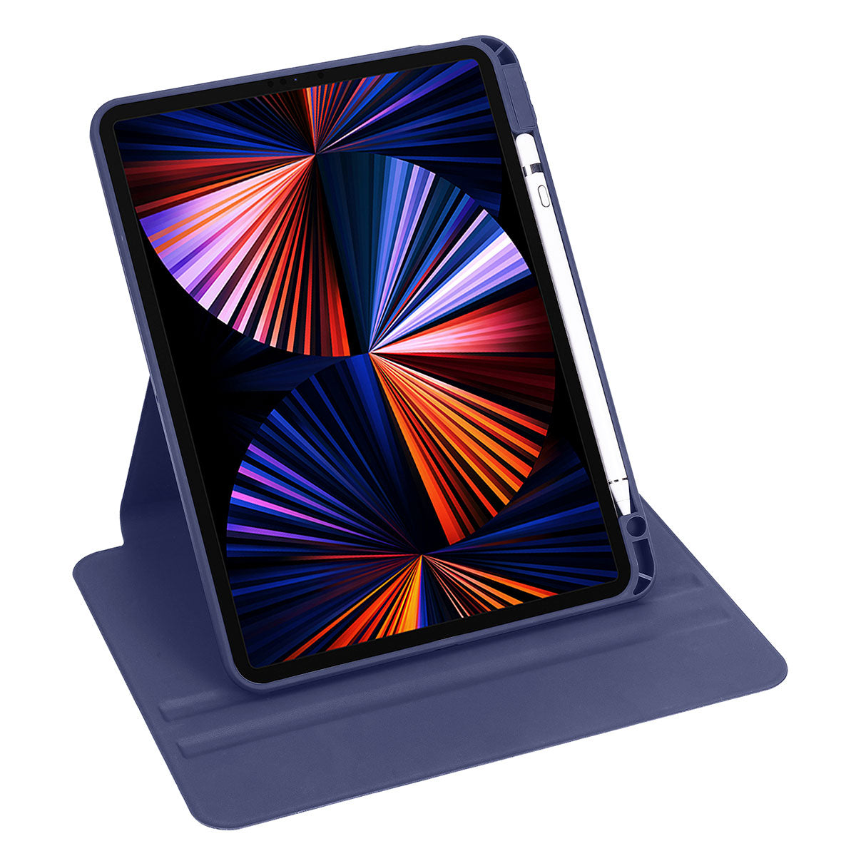 Apple iPad 10.2 (8.Nesil) Kılıf Termik Kalem Bölmeli Dönebilen Standlı Kılıf Pembe
