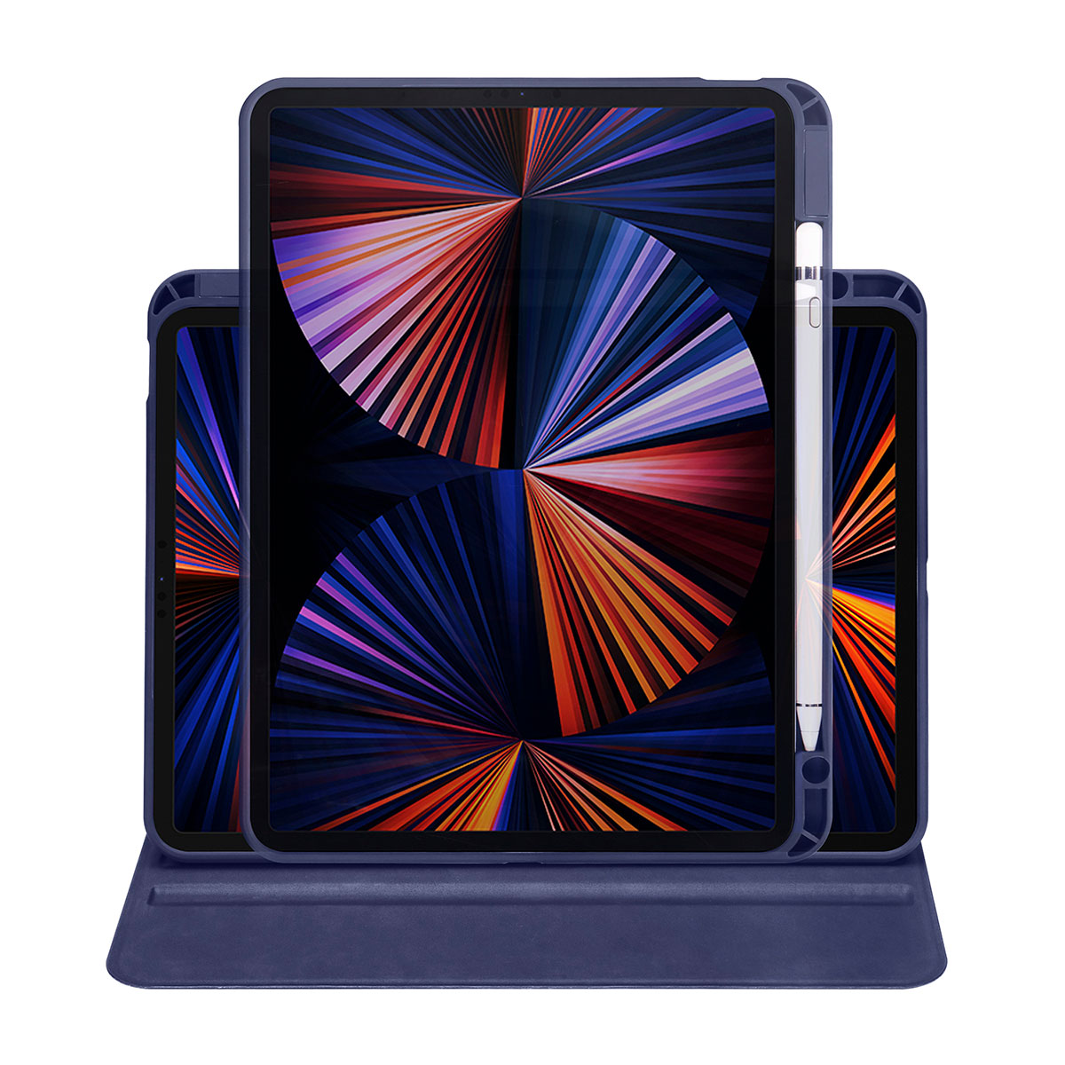 Apple iPad 10.2 (8.Nesil) Kılıf Termik Kalem Bölmeli Dönebilen Standlı Kılıf Siyah