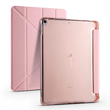 Apple iPad 10.2 (8.Nesil) Kılıf Tri Folding Kalem Bölmeli Standlı Kılıf Rose Gold