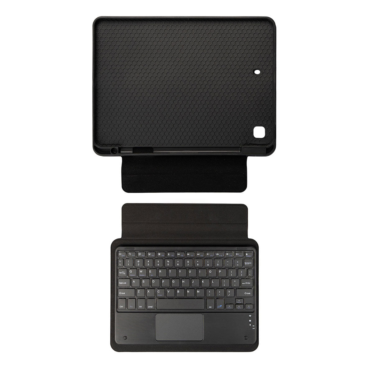 Apple iPad 10.2 (8.Nesil) Border Keyboard Bluetooh Bağlantılı Standlı Klavyeli Tablet Kılıfı Siyah