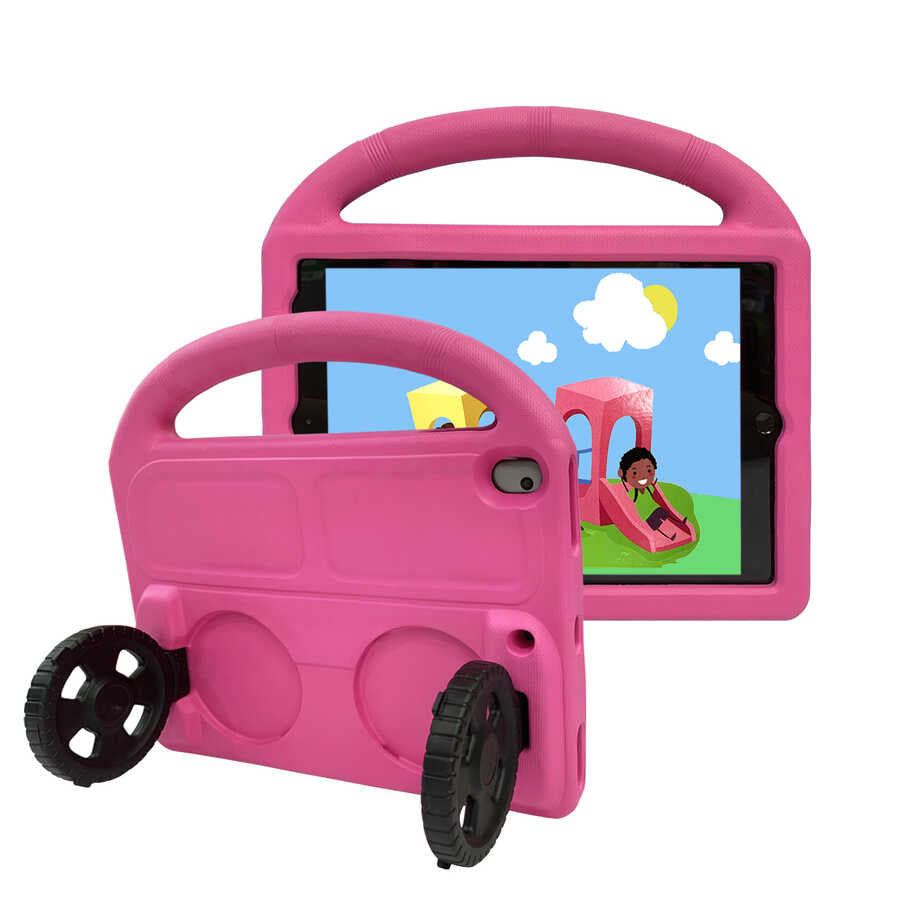 Apple iPad 10.2 (8.Nesil) Wheel Car Tekerlek Standlı Tablet Eva Silikon Kılıf Siyah