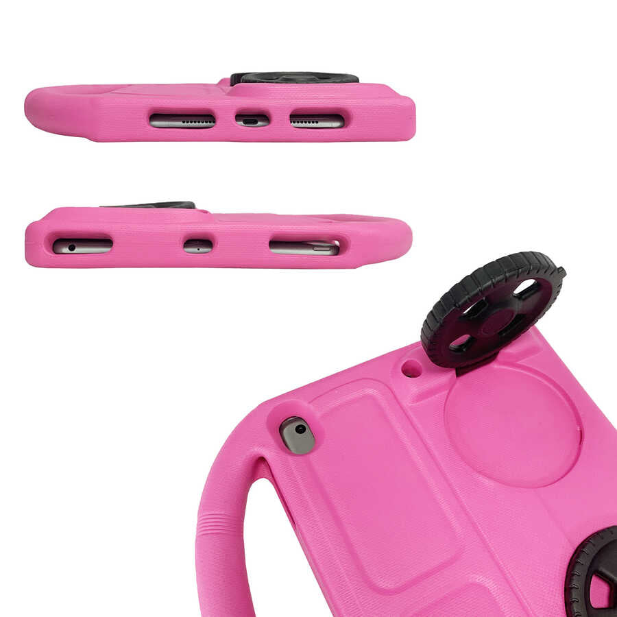 Apple iPad 10.2 (8.Nesil)  Wheel Car Tekerlek Standlı Tablet Eva Silikon Kılıf Yeşil