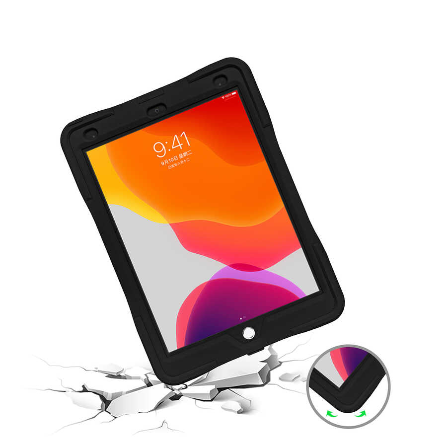 Apple iPad 10.2 (8.Nesil) Yeni Nesil Kalem Bölmeli Defender Tablet Silikon Siyah