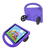Apple iPad 10.2 (9.Nesil) Wheel Car Tekerlek Standlı Tablet Eva Silikon Kılıf Mor