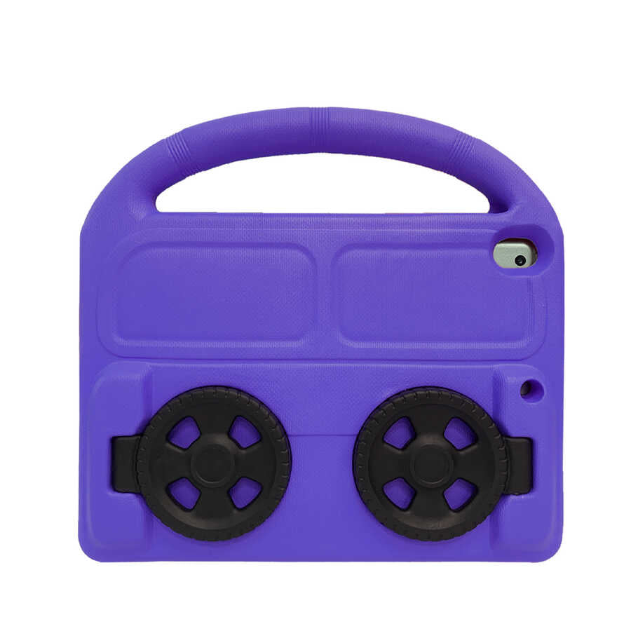 Apple iPad 10.2 (9.Nesil) Wheel Car Tekerlek Standlı Tablet Eva Silikon Kılıf Kırmızı