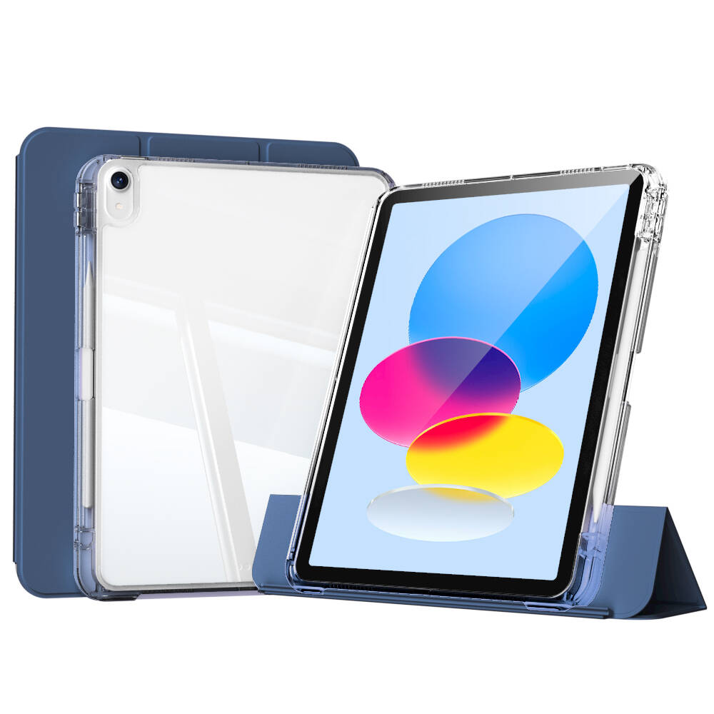 Apple iPad 10.9 2022 (10.Nesil) Kılıf Magnetik Ayrılabilen Airbagli Sliding Tablet Kılıfı Lacivert